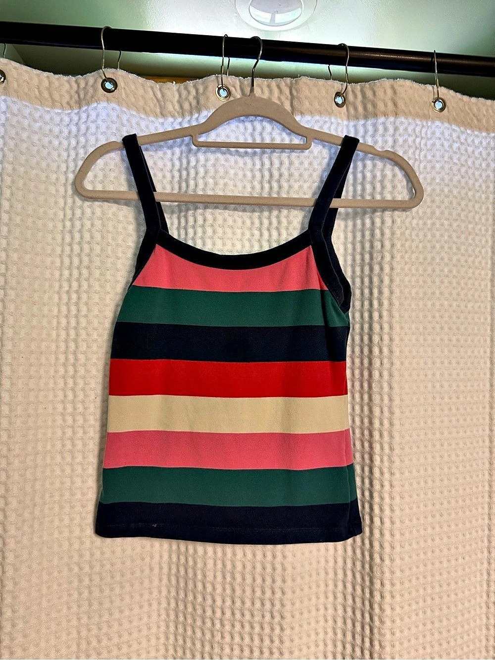 Evereve Emersyn Multi Knit Cami Striped Tank Black & Red Medium Like New
